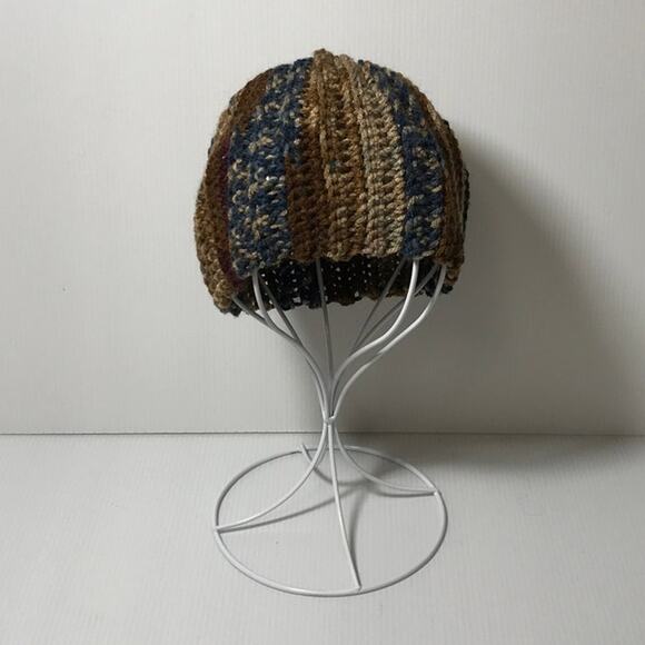Handmade Accessories - NWT Brown Blue Handmade Crocheted Beanie by Dawny